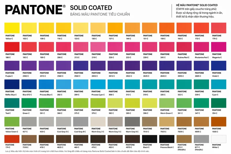 Bảng màu Pantone tiêu chuẩn sử dụng trong ngành in ấn