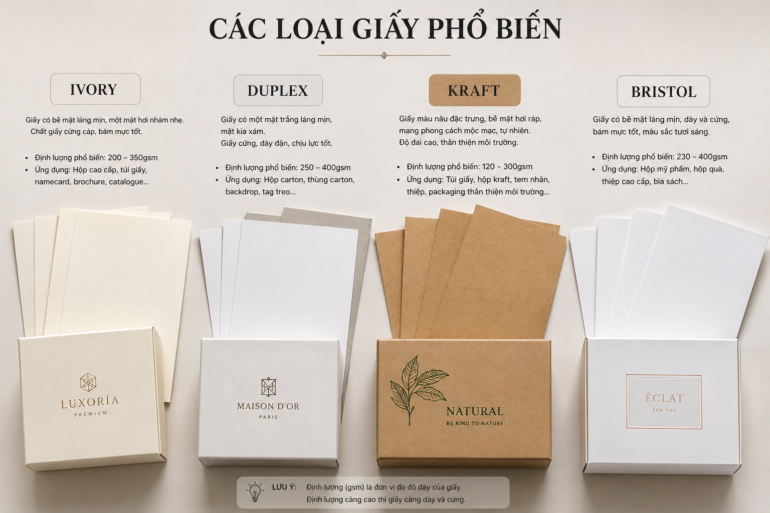 Các loại giấy cứng phổ biến