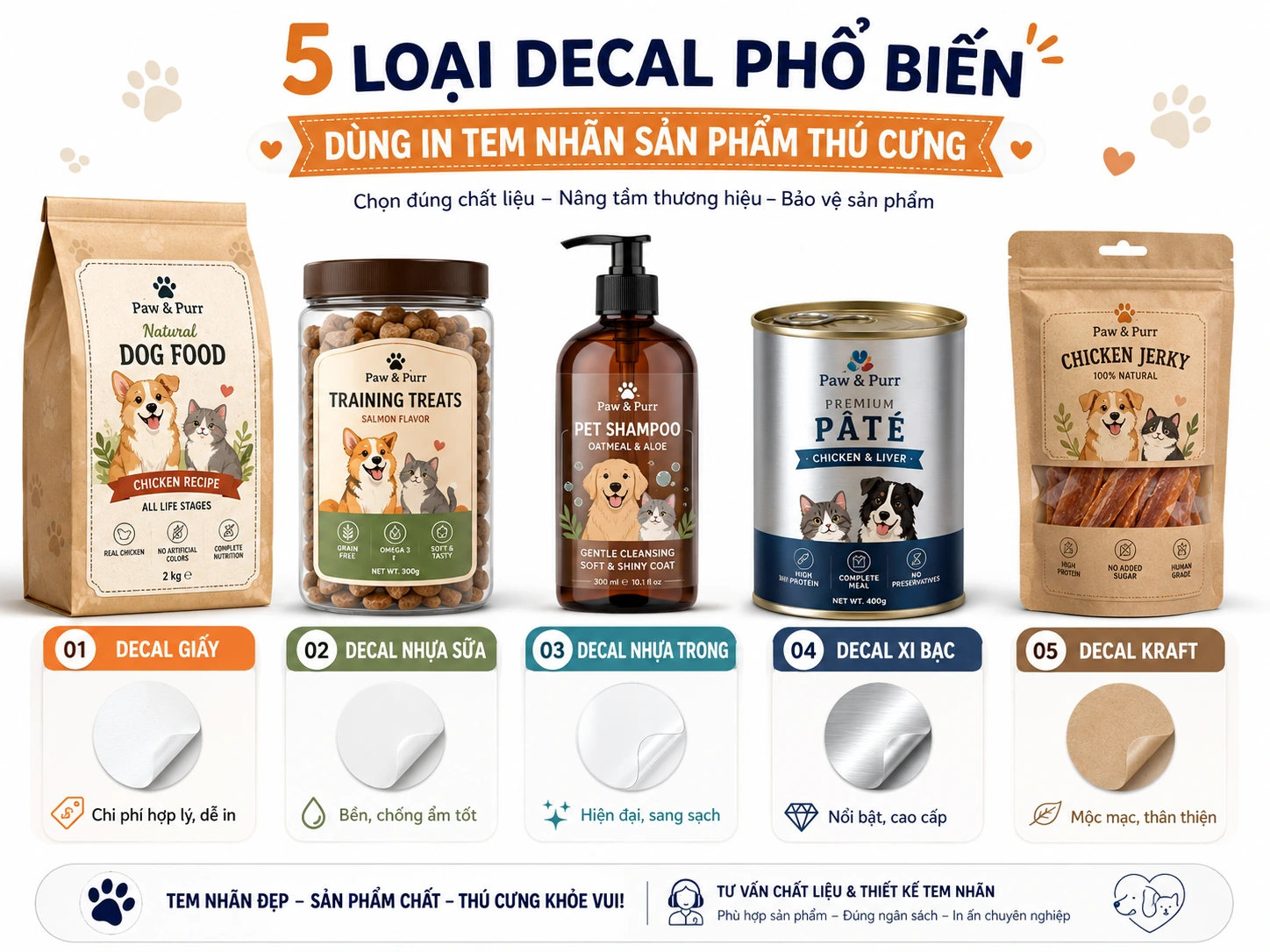 các loại decal phổ biến tem nhãn thú cưng