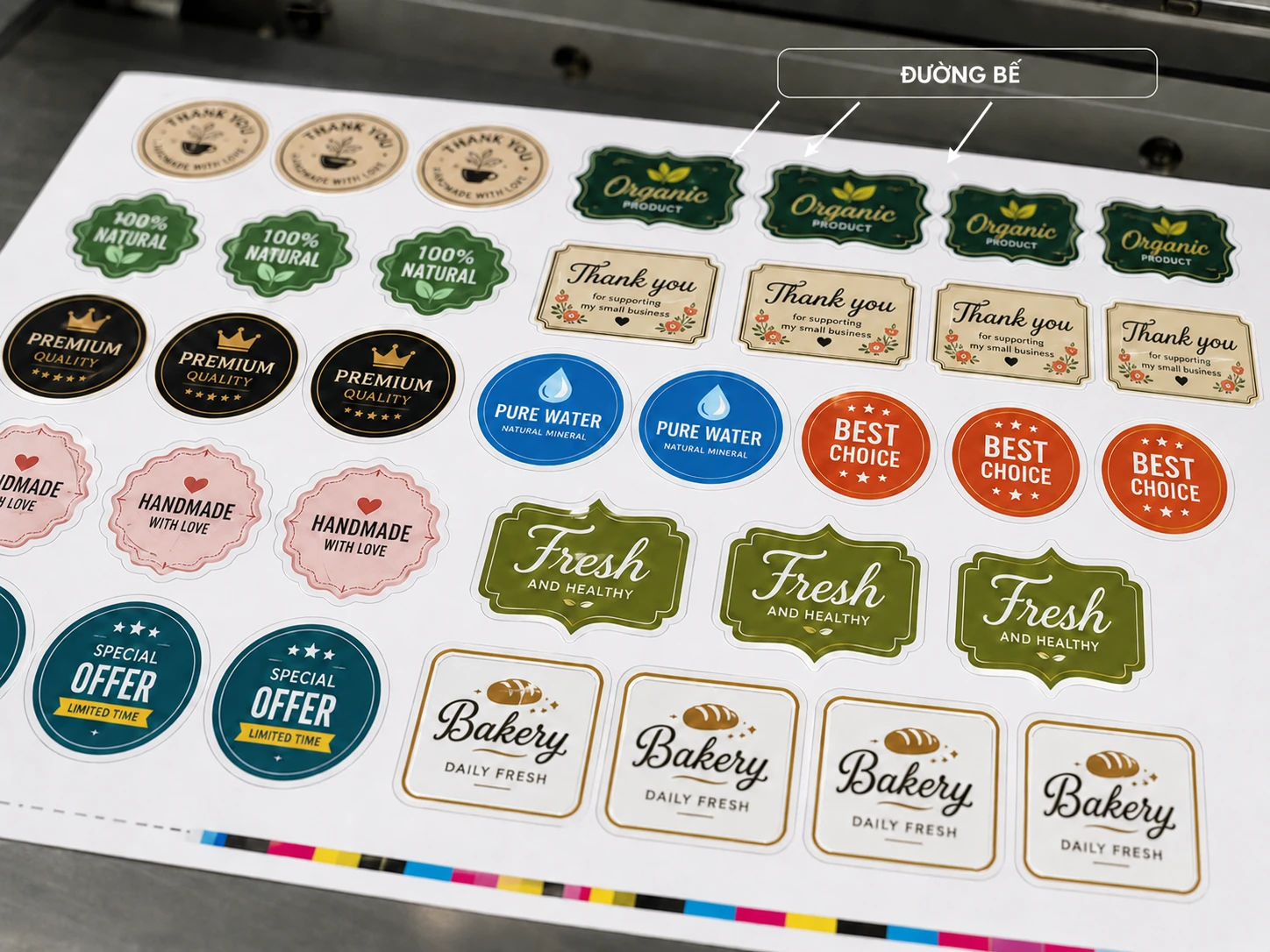 đường bế tem nhãn decal sau khi in