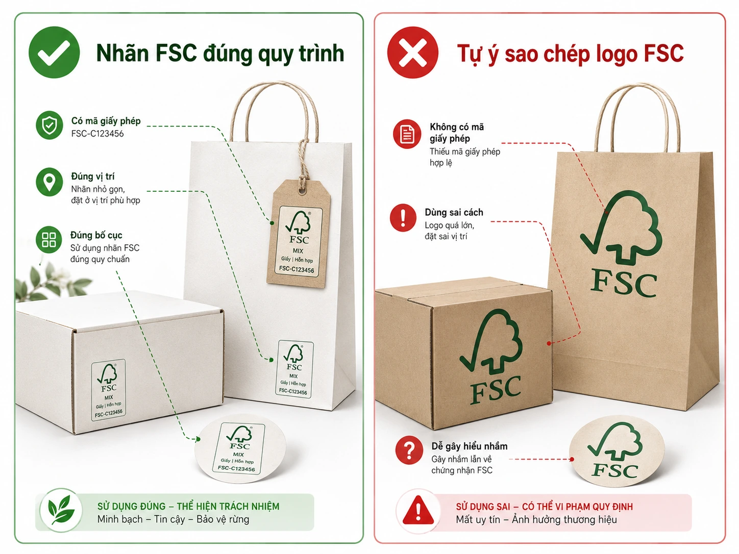 Doanh nghiệp có được tự ý đặt logo FSC lên bao bì không?