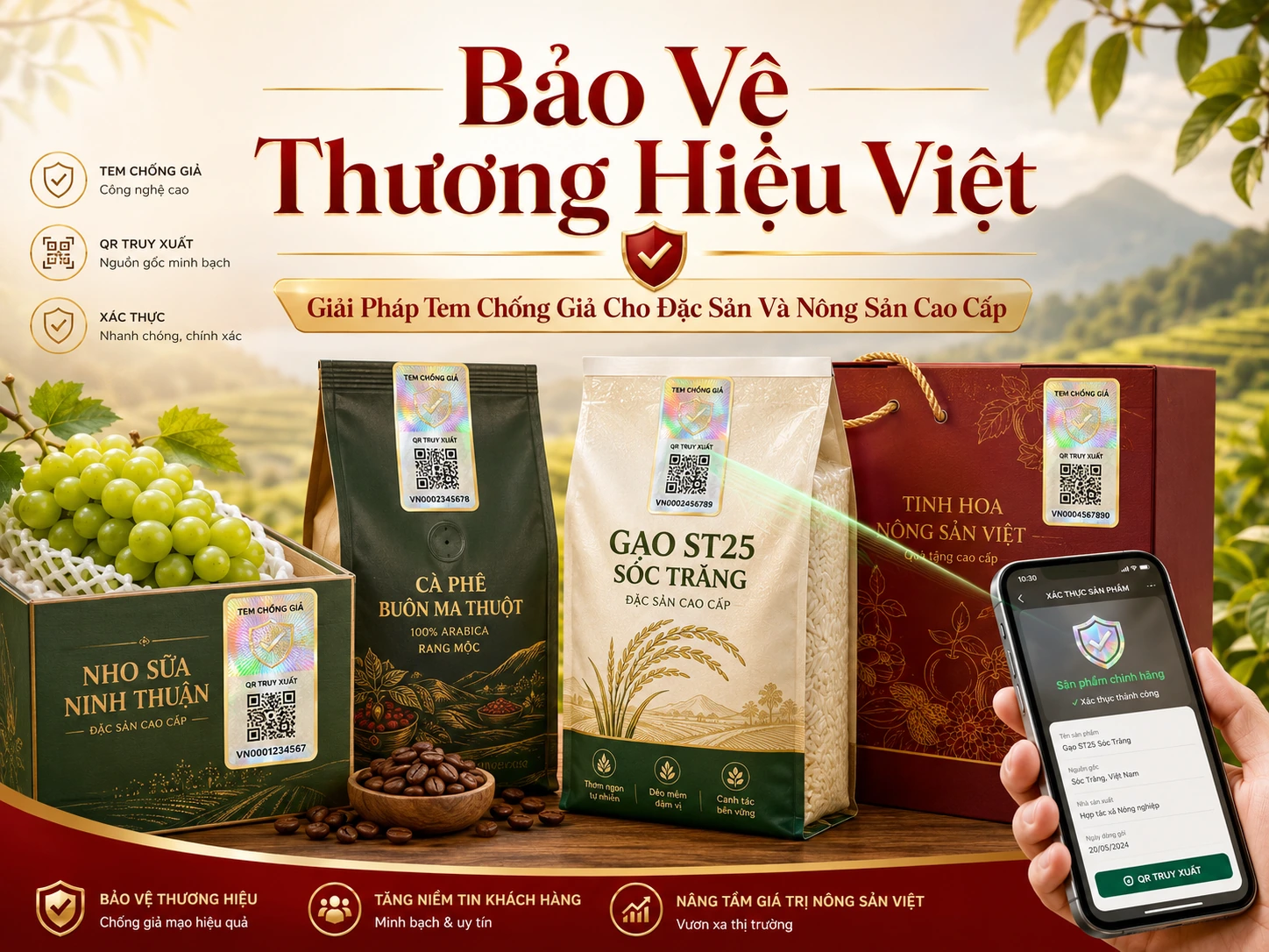 tem chống giả cho đặc sản và nông sản cao cấp