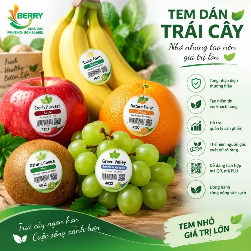 tem dán trái cây